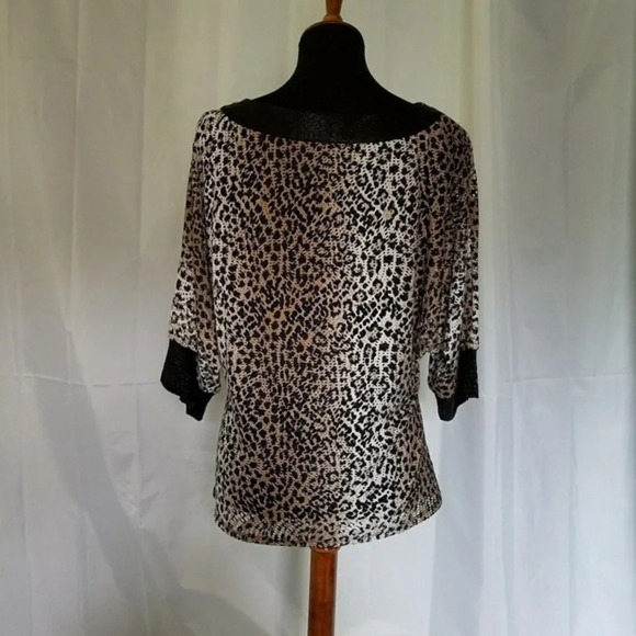 Alberto Makali Cheetah Print Dolman Sleeve Animal Print Mesh Top - Picture 3 of 7